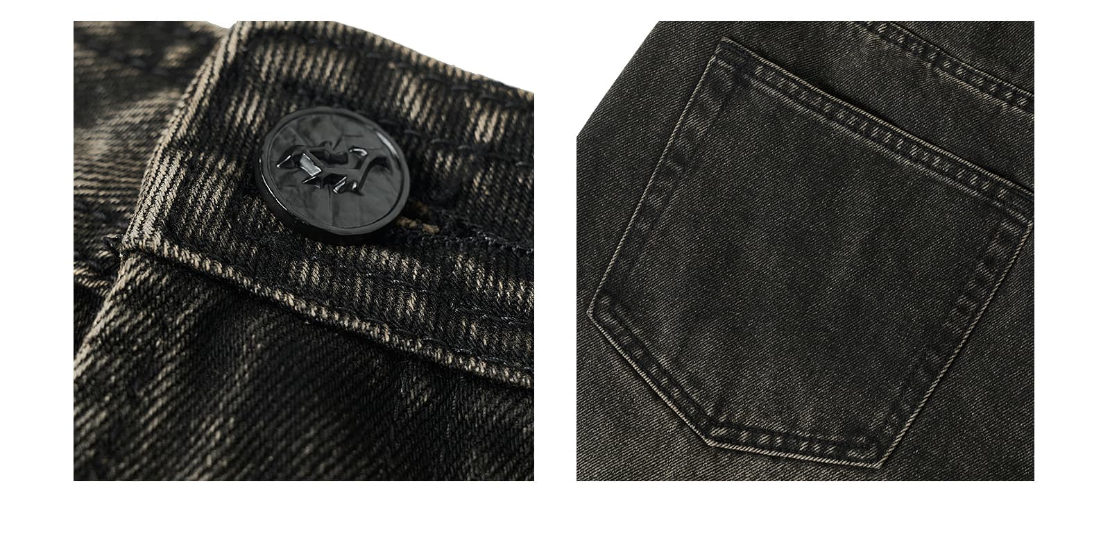 ストリートファッション ゆったりワイドデニムパンツ