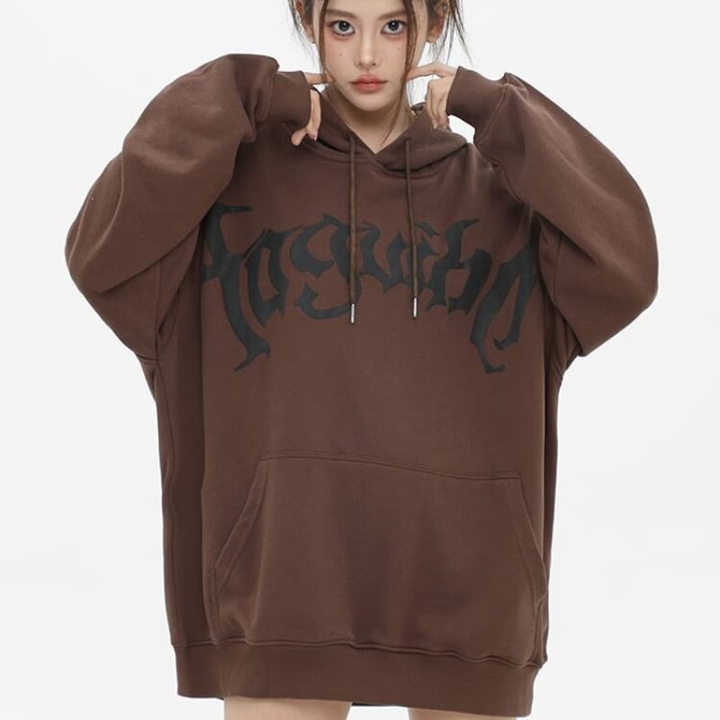 ストリートファッション ストリートファッション ゆったりオーバーサイズ古着風パーカー