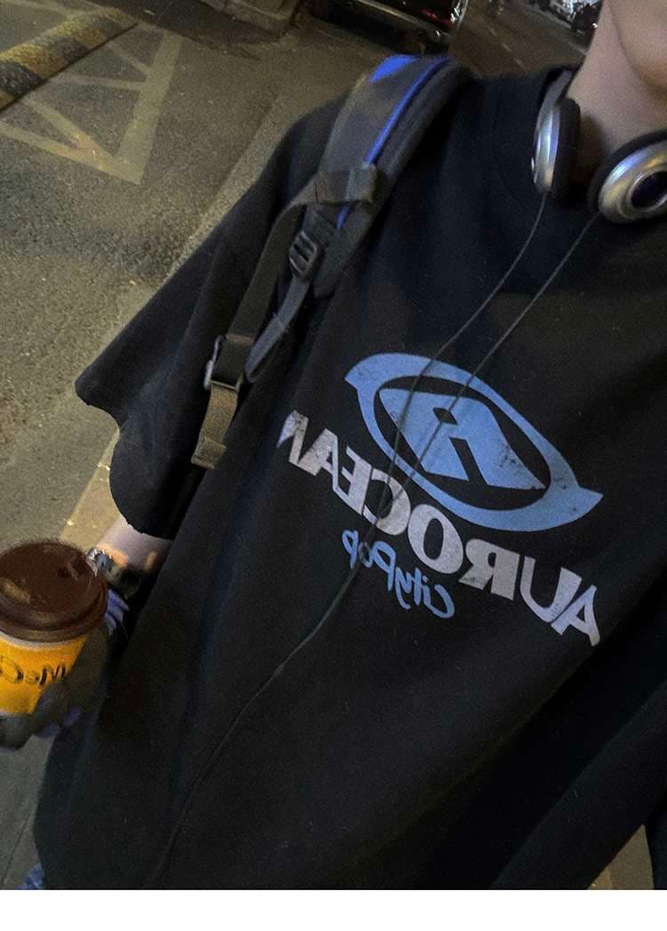 ストリートファッション ストリートロゴプリント半袖Tシャツ