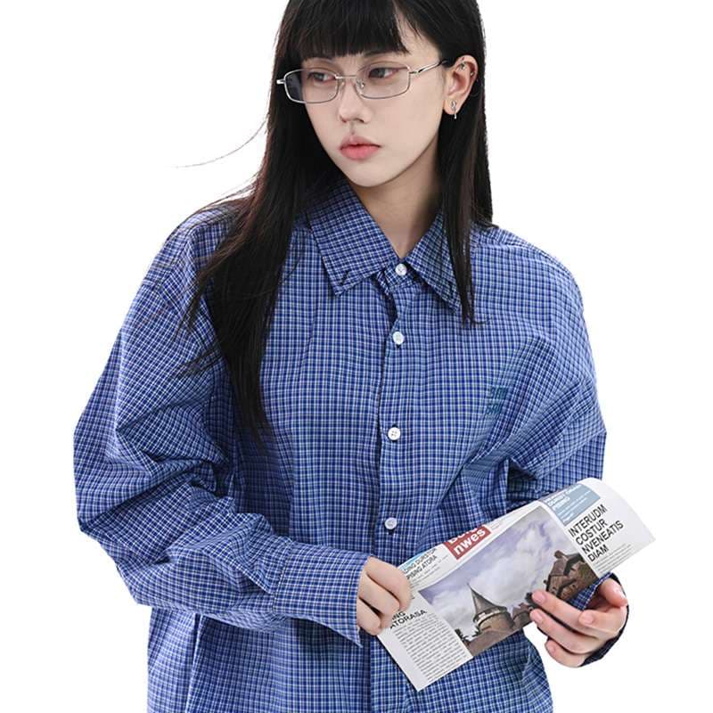 ストリートファッション オーバーサイズチェック柄シャツ