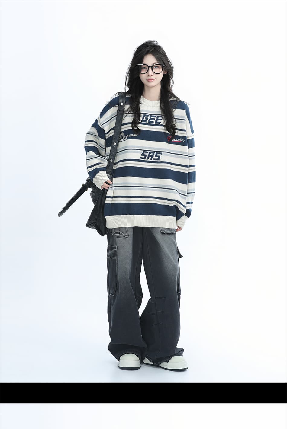 ストリートファッション ストリートファッション ルーズシルエット ボーダーニット