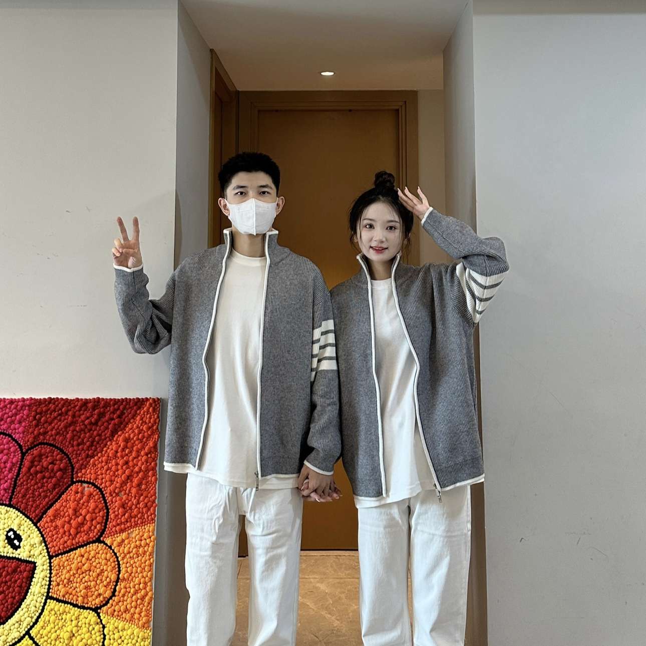 ストリートファッション ペアルック カップル カーディガン