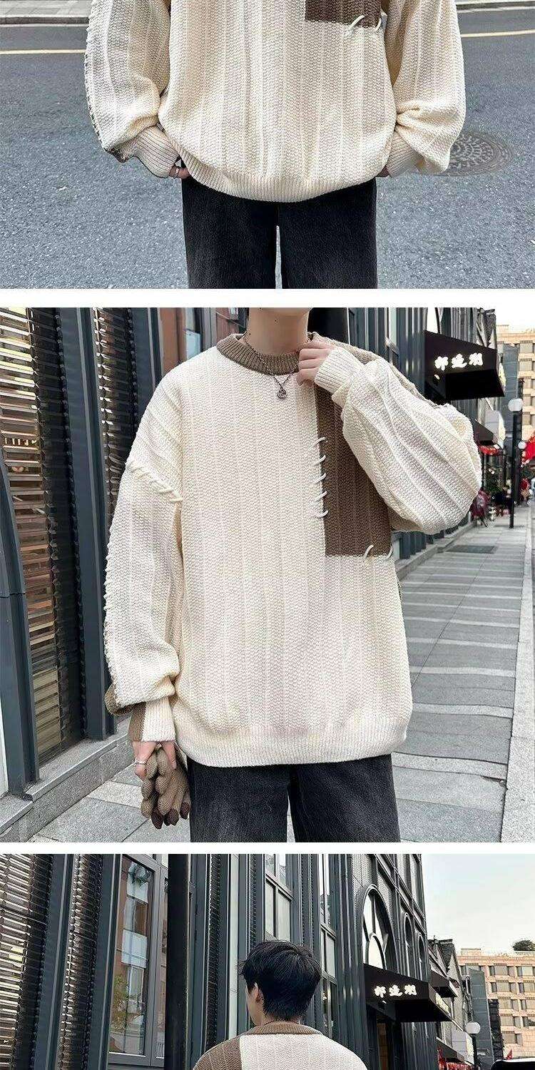 ストリートファッション アシンメトリーデザインオーバーサイズニット