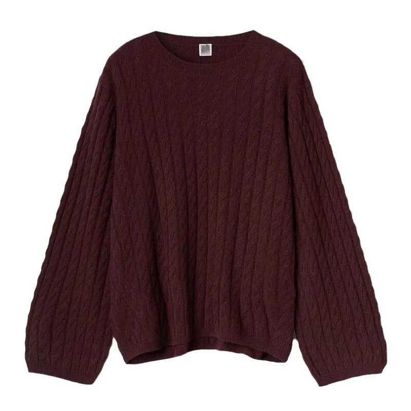 ストリートファッションニット立体ケーブル編みボリュームスリーブ