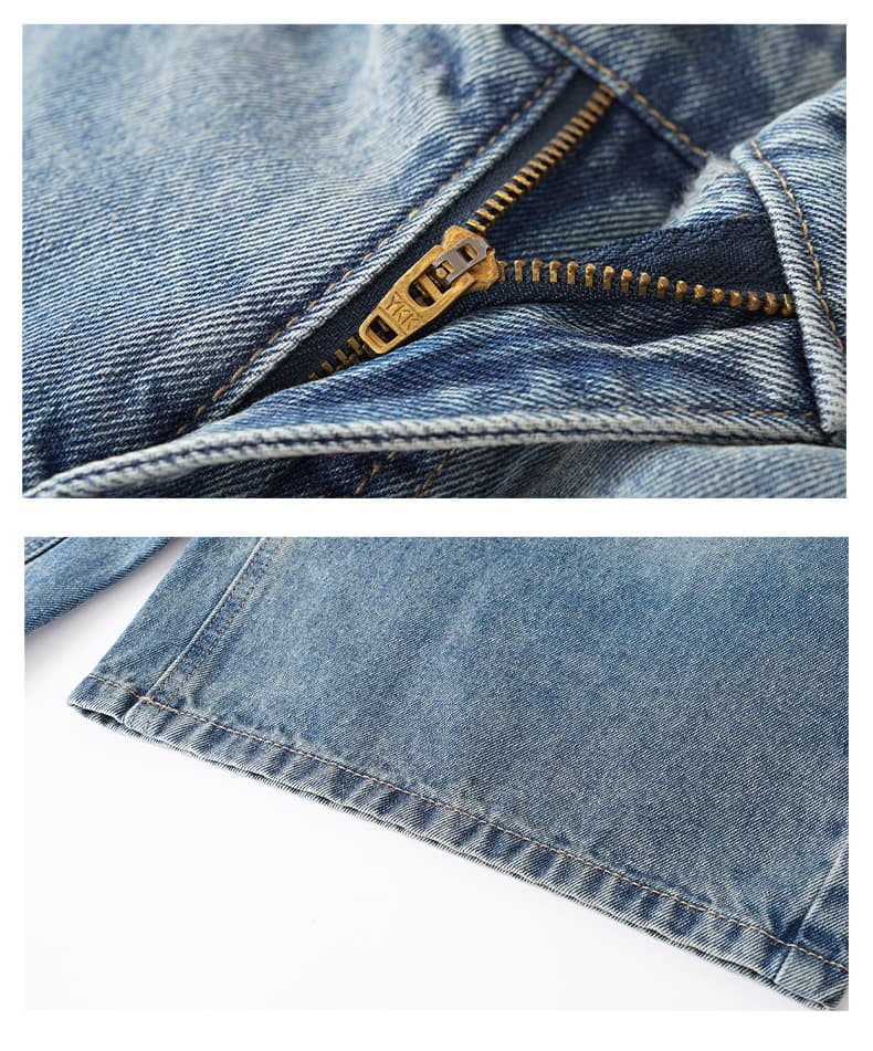 ストリートファッション ゆったりワイドデニムハーフパンツ