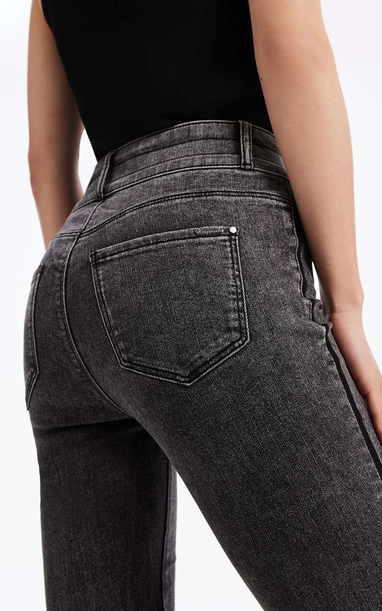 ストリートファッション ハイウエストフレアデニムパンツ