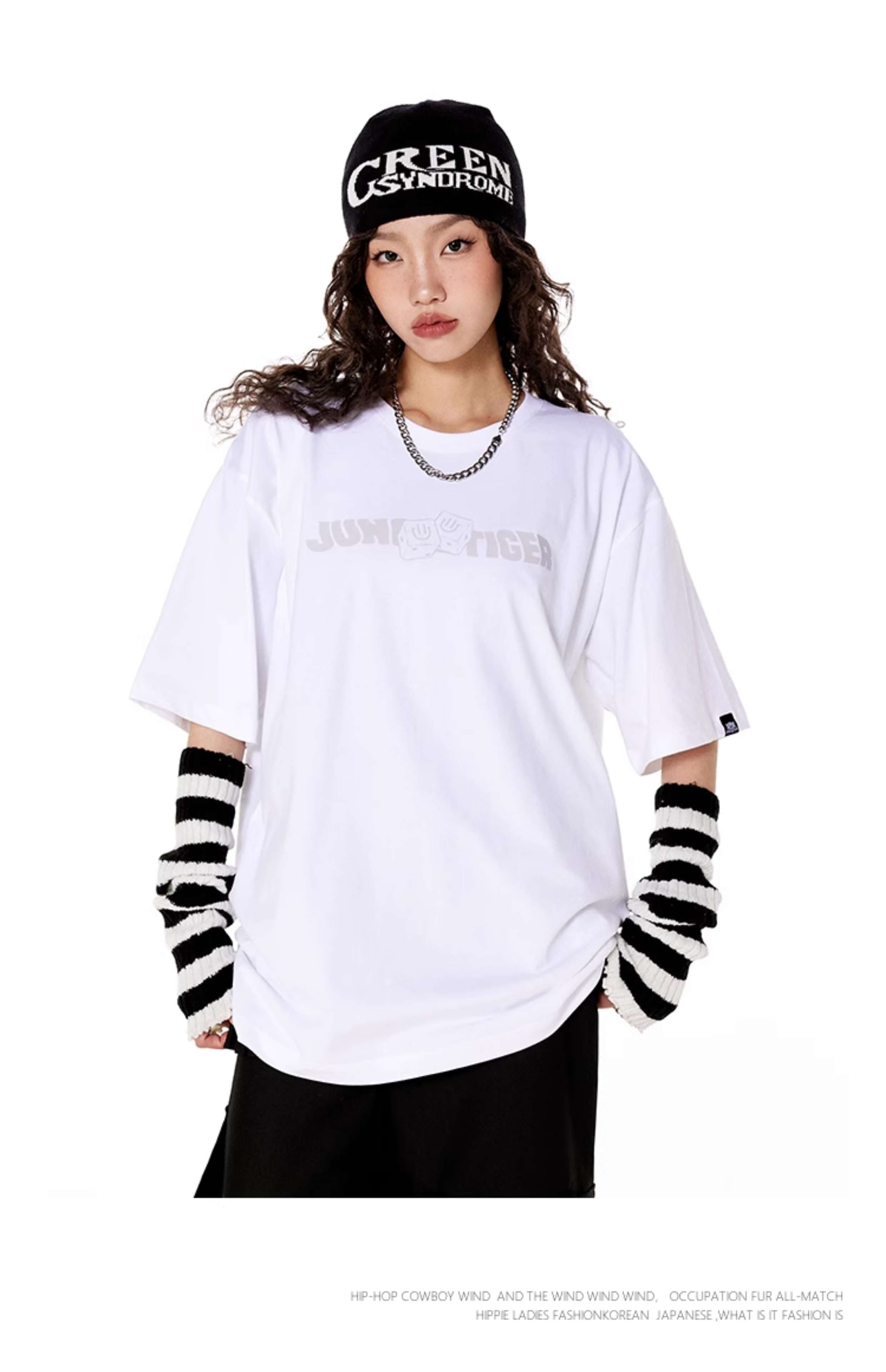 ストリートファッション ジャングルタイガー ロゴ プリント Tシャツ