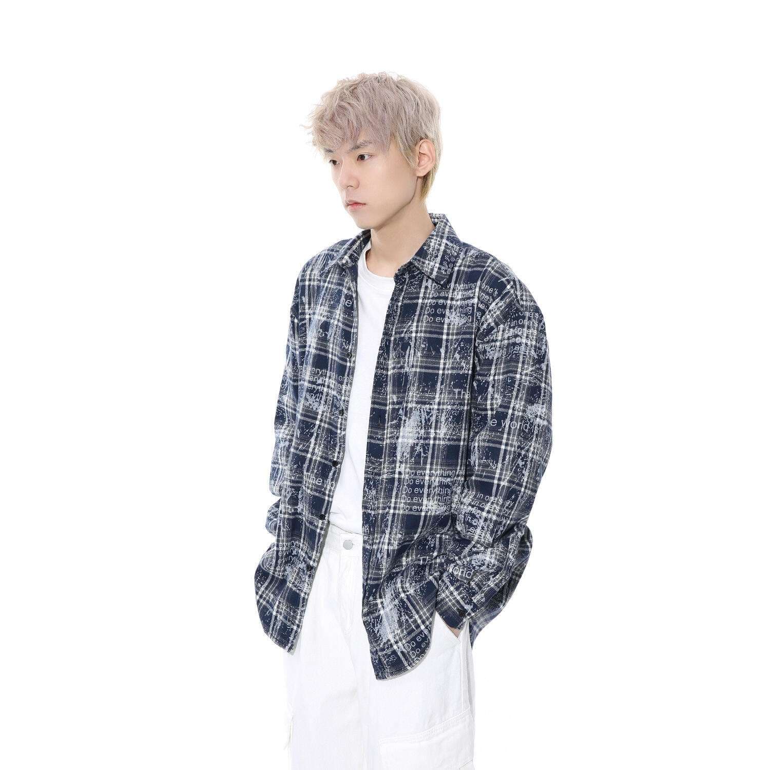 ストリートファッション モダンなグラフィックチェックシャツ
