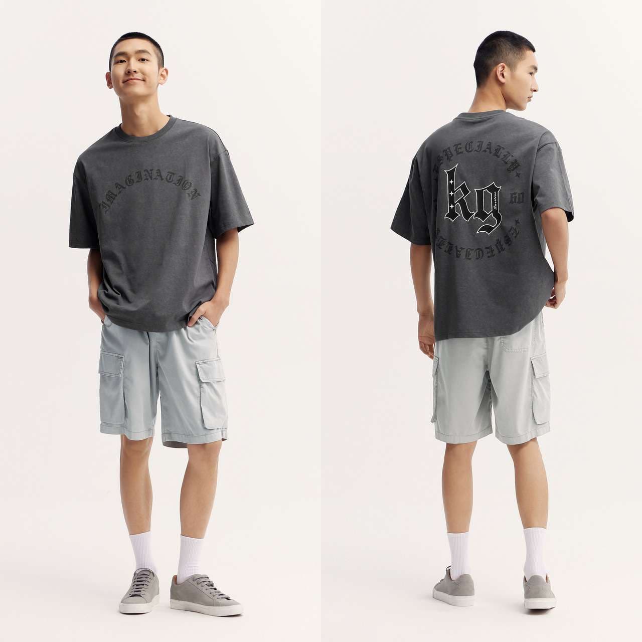 ストリートファッション ゴシック文字ロゴオーバーサイズTシャツ