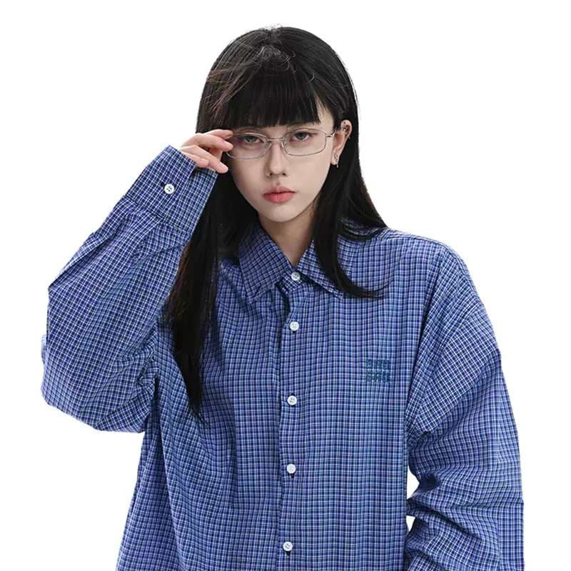 ストリートファッション オーバーサイズチェック柄シャツ