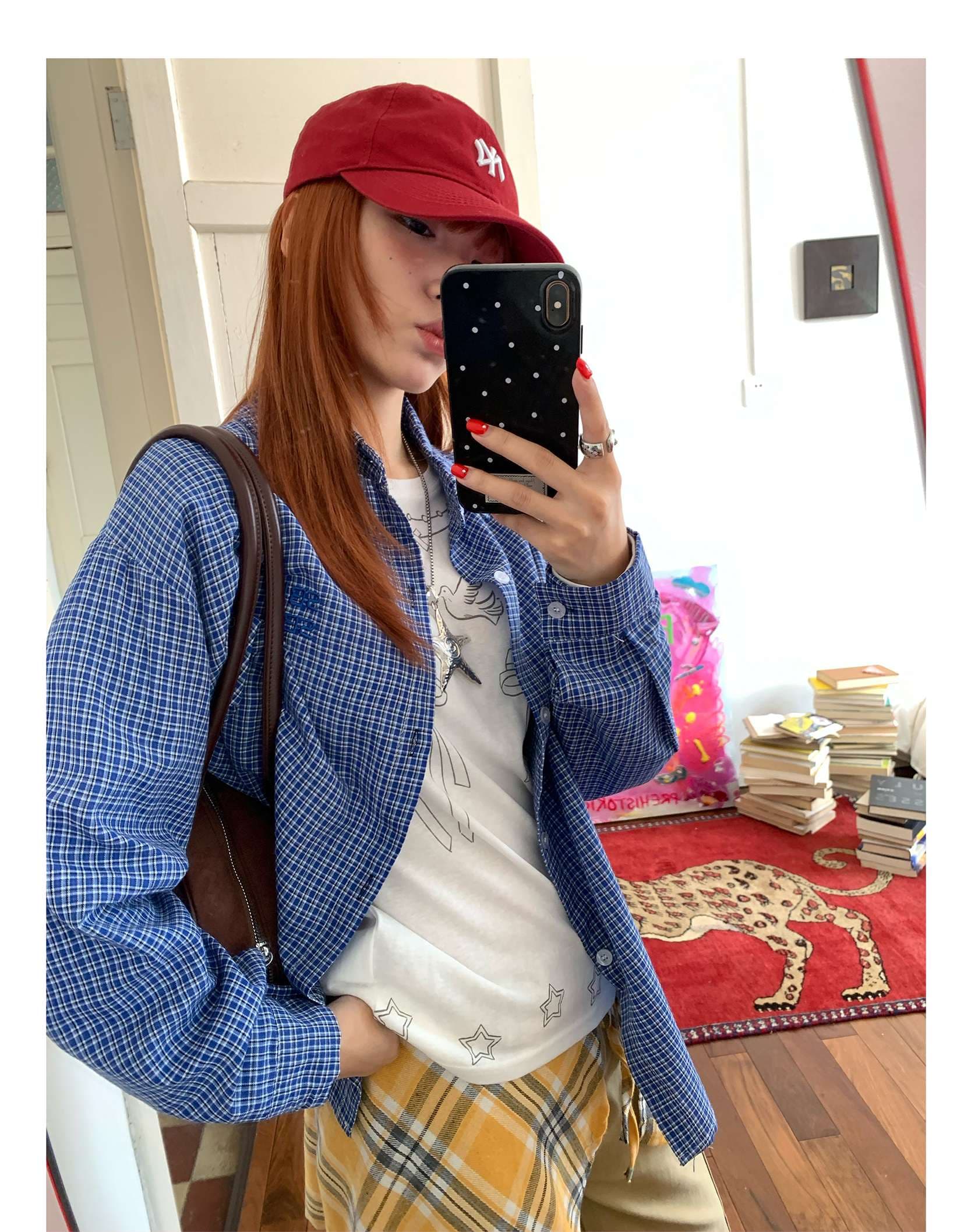 ストリートファッション オーバーサイズチェック柄シャツ