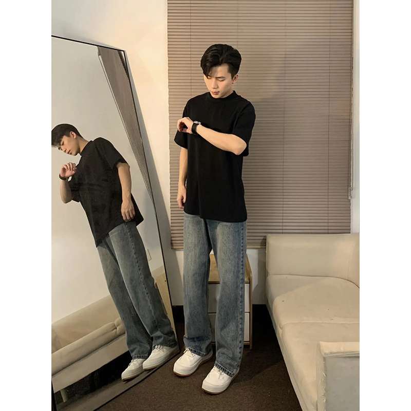 ストリートファッション オーバーサイズシンプル半袖Tシャツ