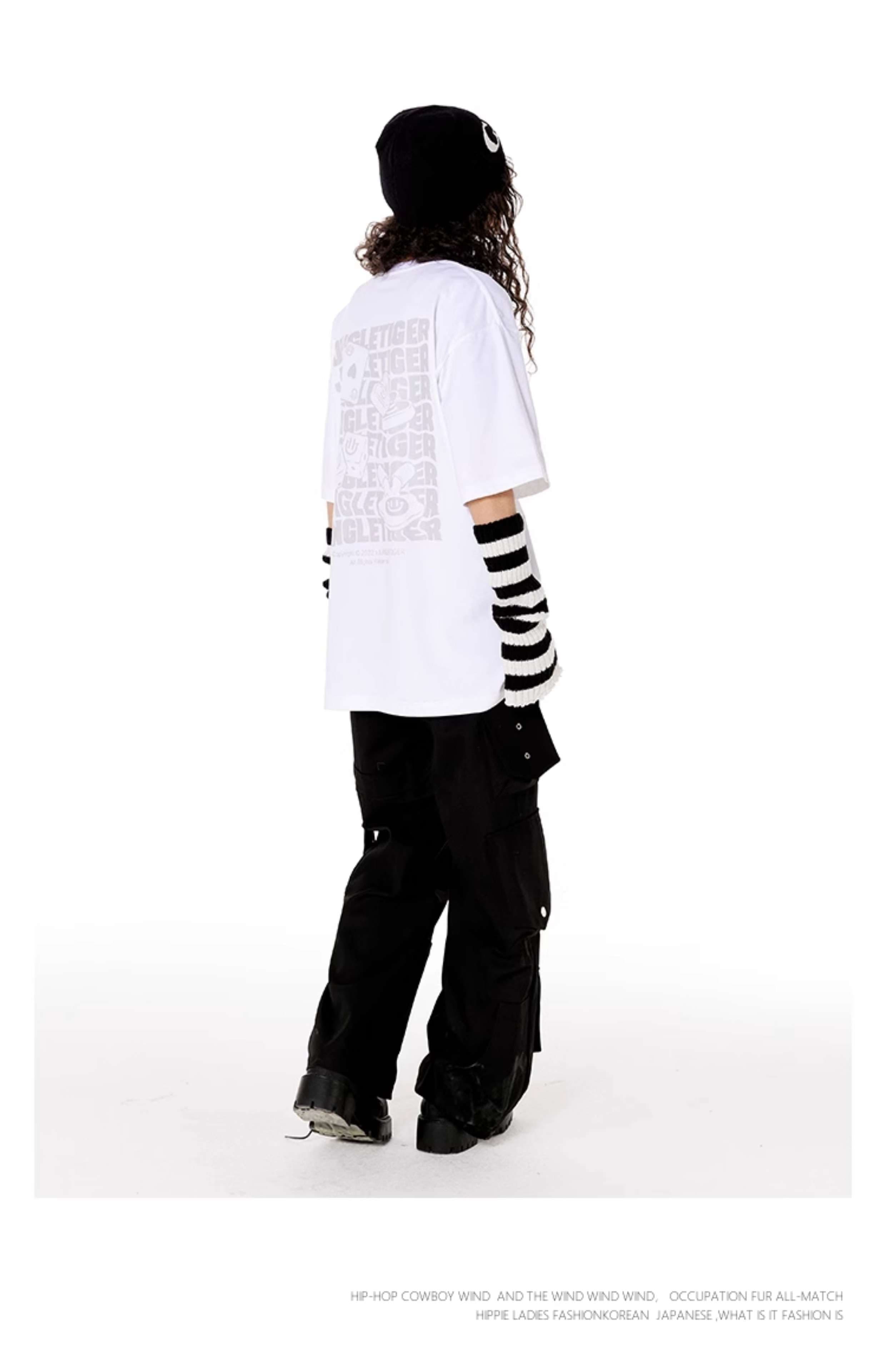 ストリートファッション ジャングルタイガー ロゴ プリント Tシャツ