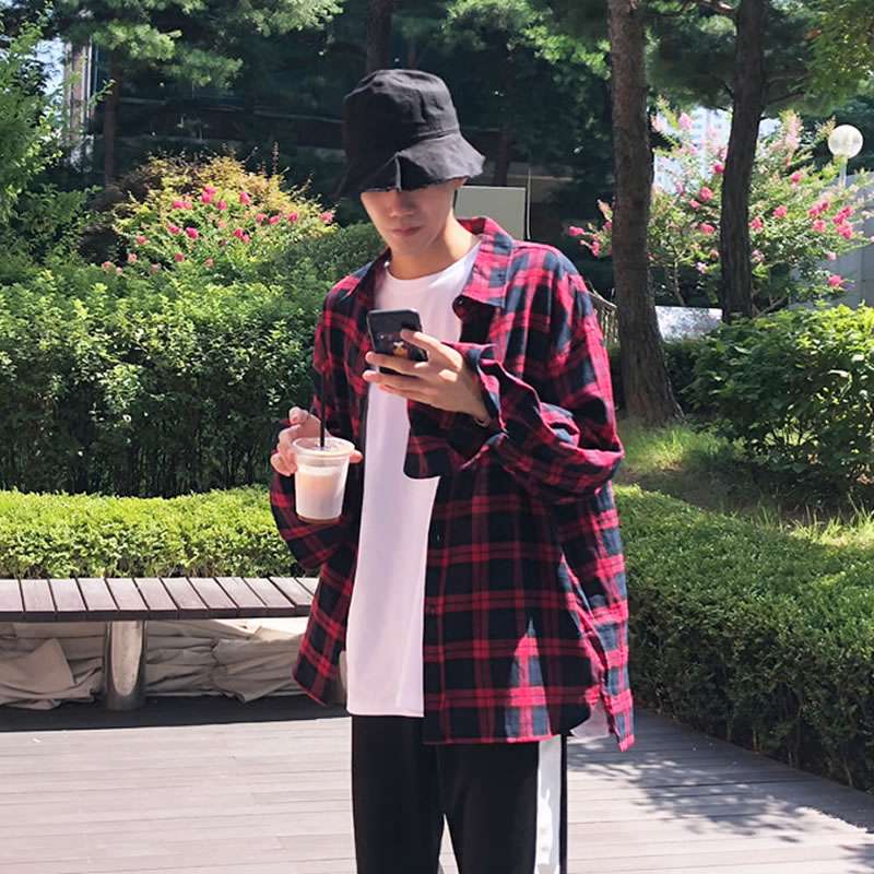 ストリートファッション オーバーサイズチェックシャツ