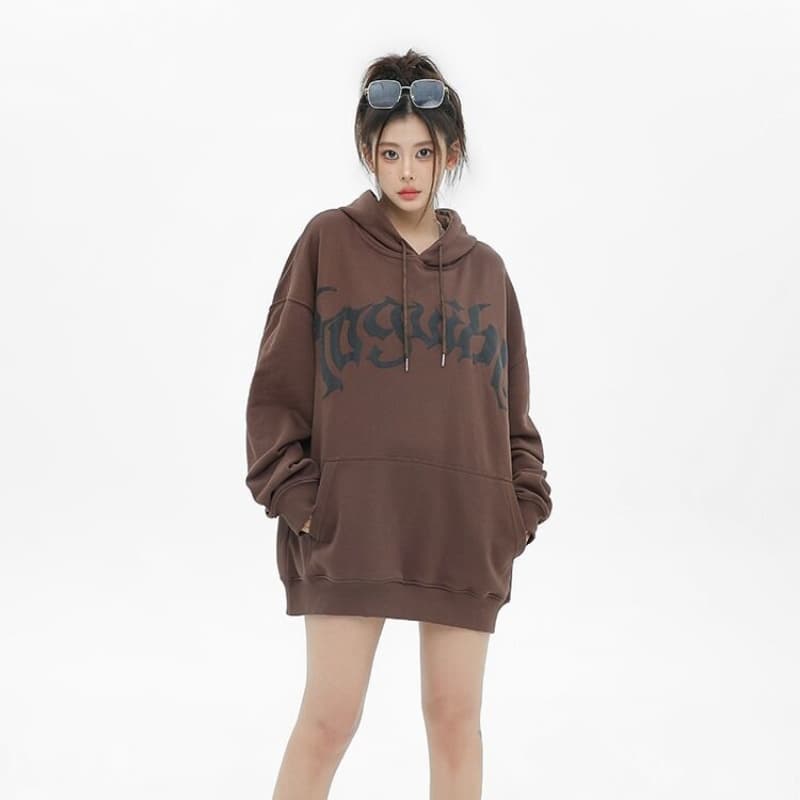 ストリートファッション ストリートファッション ゆったりオーバーサイズ古着風パーカー