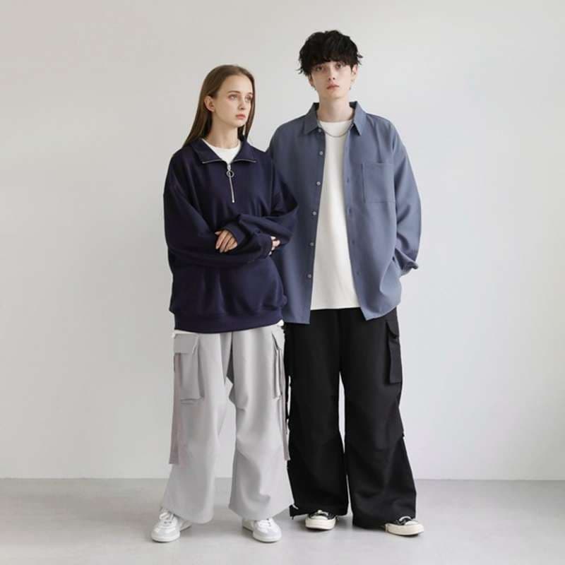 ストリートファッション ゆったりワイドシルエット カーゴパンツ