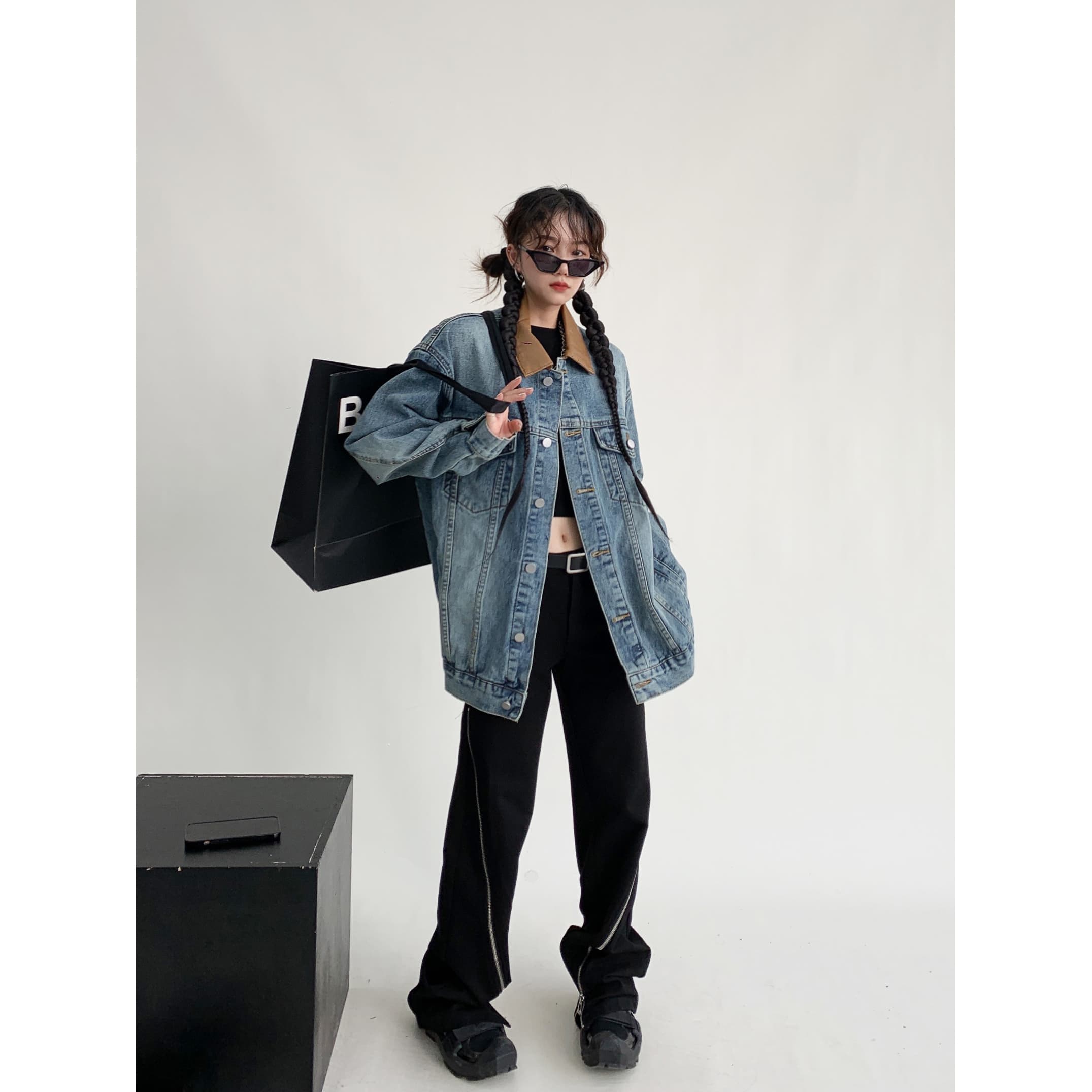 ストリートファッション オーバーサイズゆったり着回し万能デニムジャケット