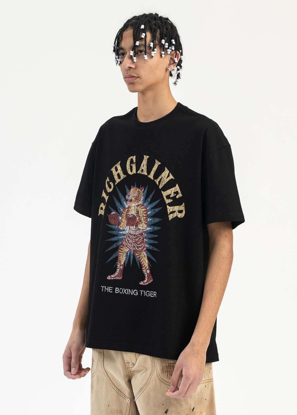 ストリートファッション ボクシングタイガー グラフィックTシャツ