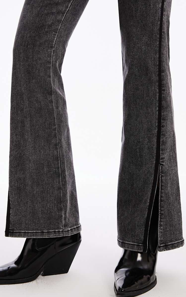 ストリートファッション ハイウエストフレアデニムパンツ