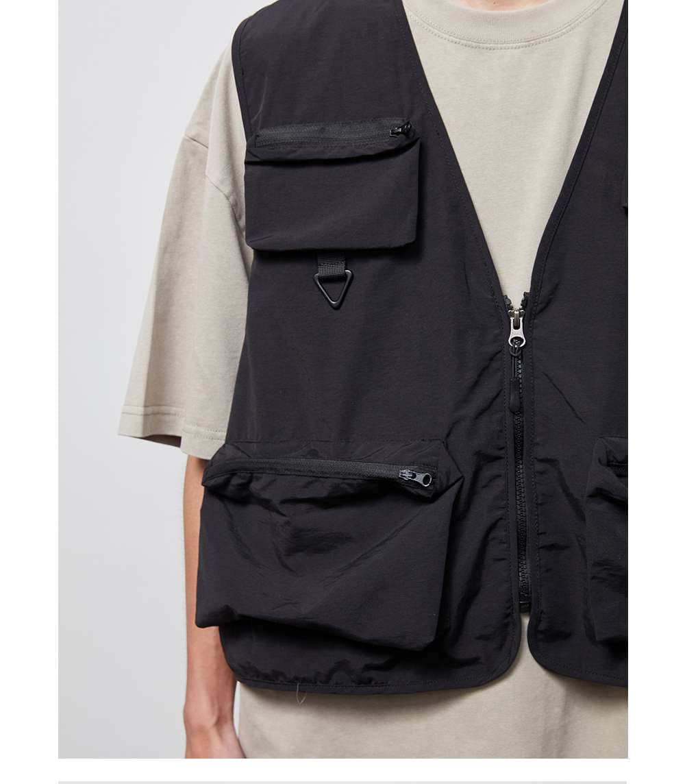 ストリートファッション マルチポケット機能性アウトドアベスト