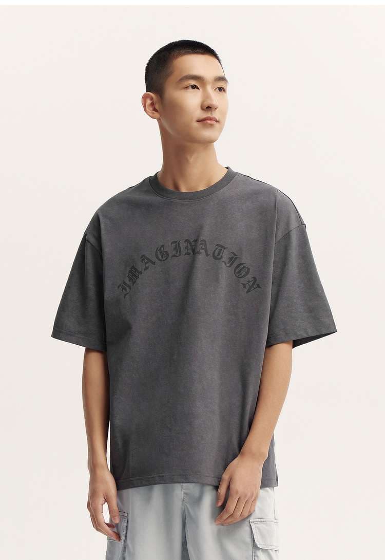ストリートファッション ゴシック文字ロゴオーバーサイズTシャツ