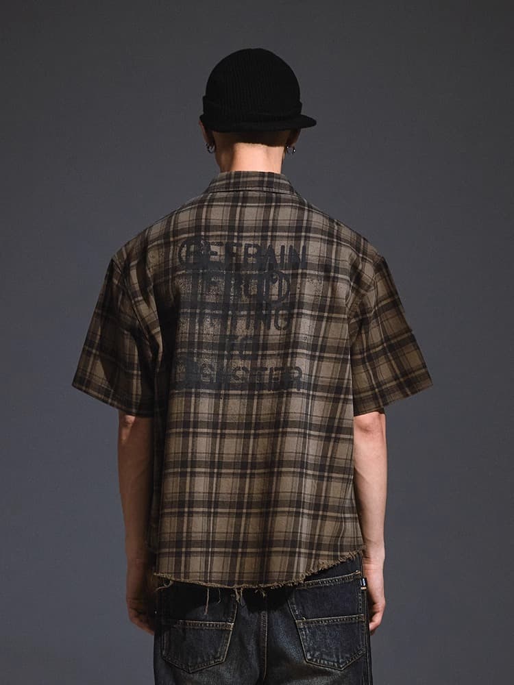 ストリートファッション グラフィティーチェックシャツ