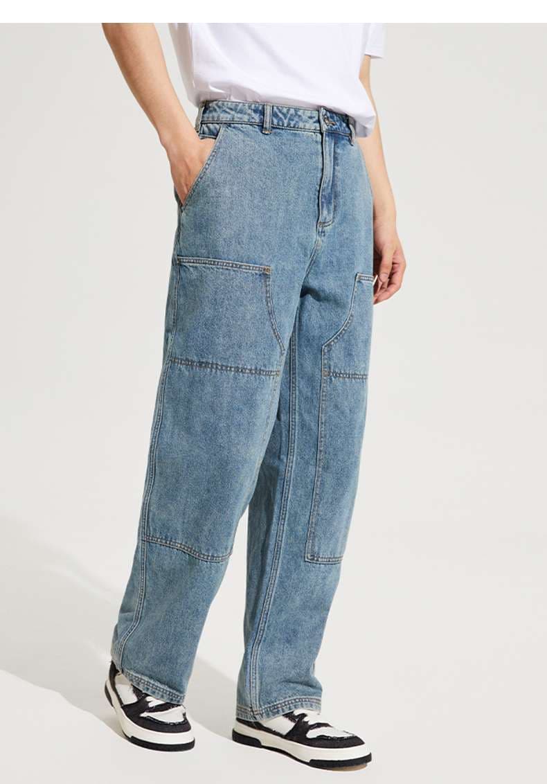 ストリートファッション ルーズシルエットデニムワークパンツ