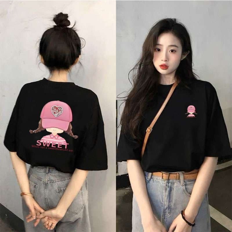 ストリートファッション 星柄イラストプリント半袖Tシャツ