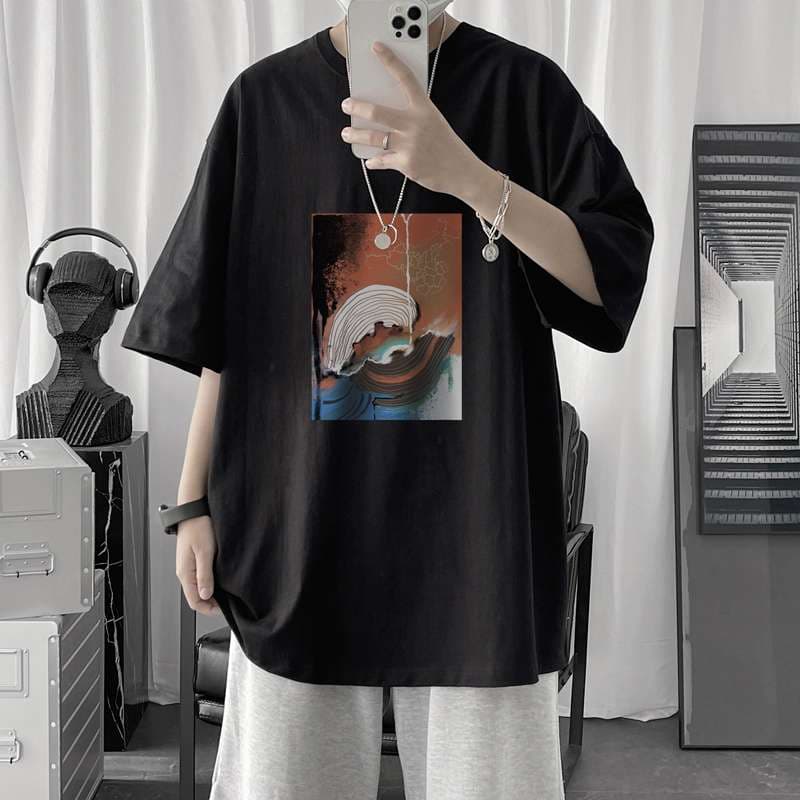 ストリートファッション アート柄オーバーサイズカットソー