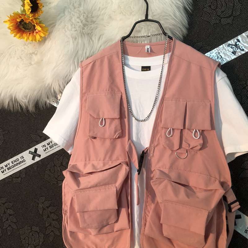 ストリートファッション マルチポケット機能性ストリートベスト