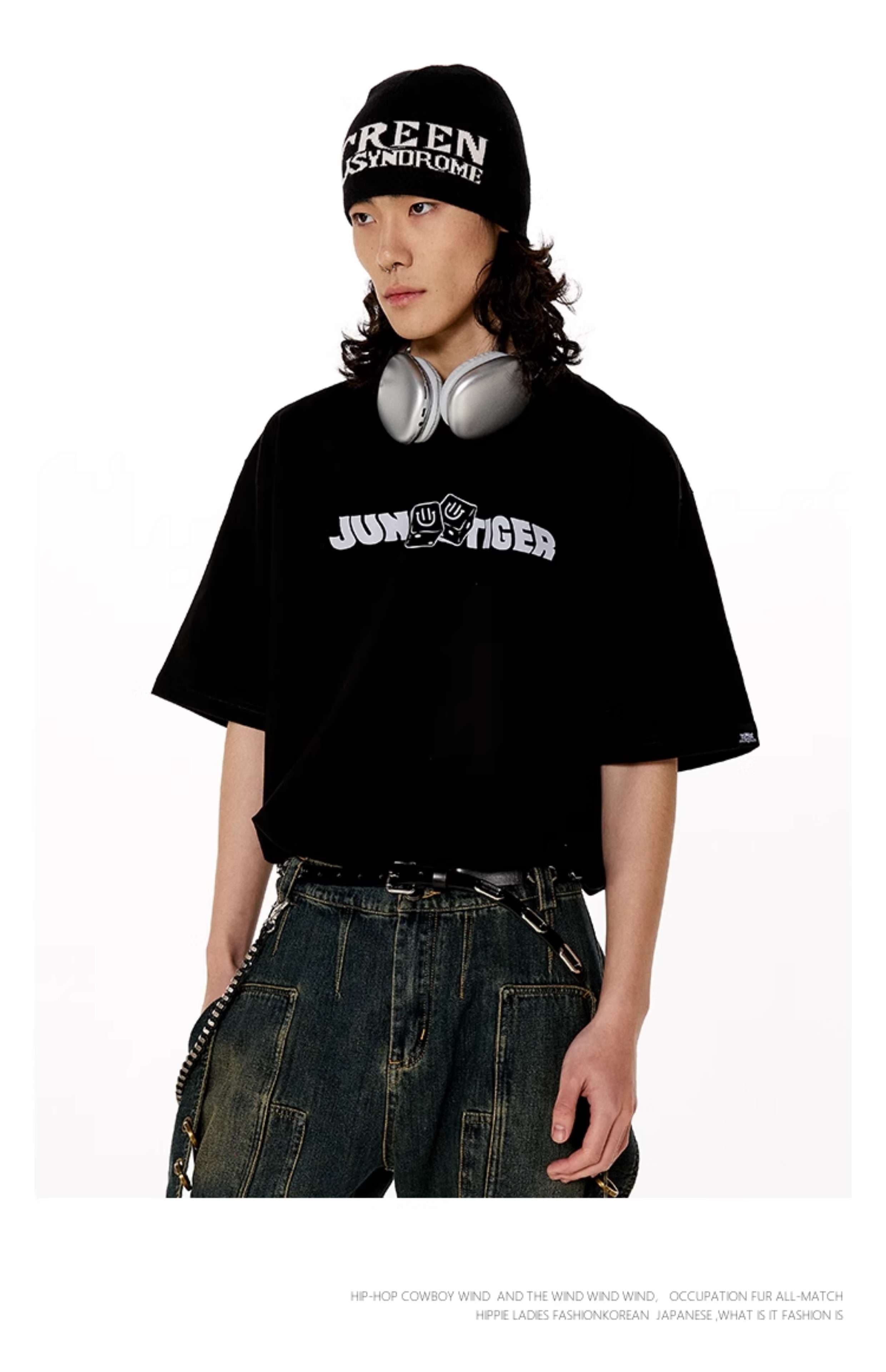 ストリートファッション ジャングルタイガー ロゴ プリント Tシャツ