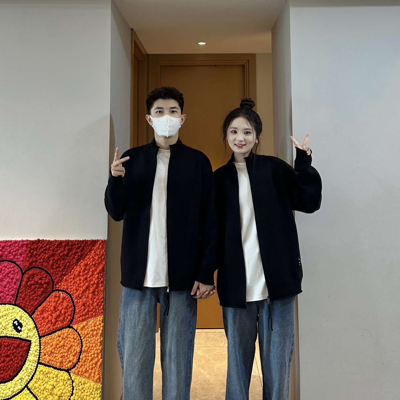 ストリートファッション カップルお揃いオーバーサイズカーディガン