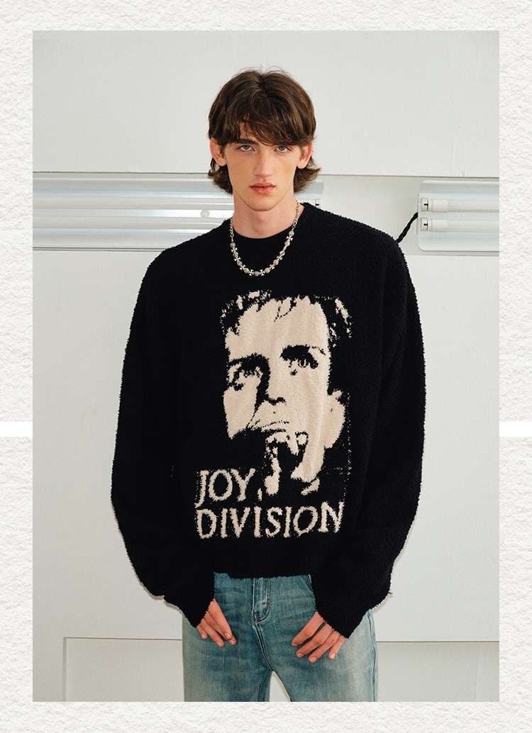 ストリートファッション ジョイ・ディヴィジョン モチーフニット