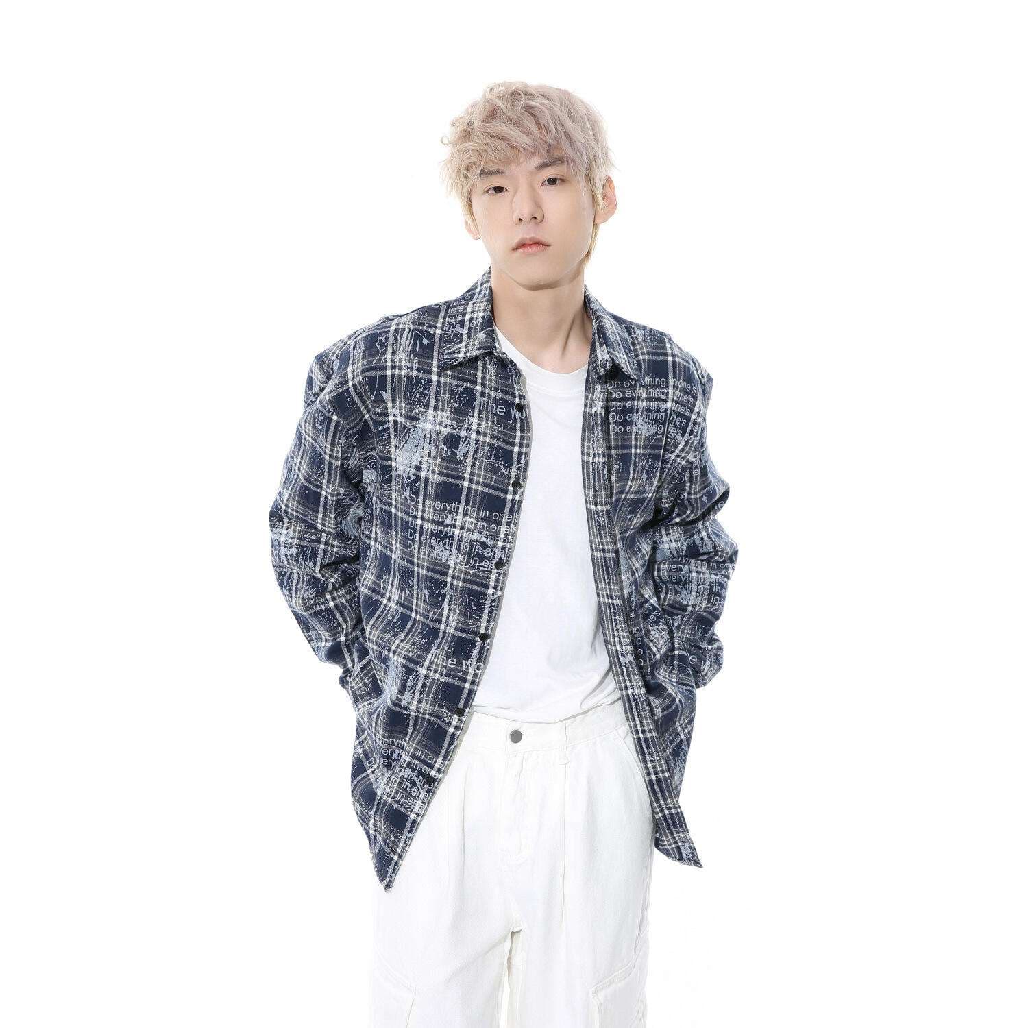 ストリートファッション モダンなグラフィックチェックシャツ