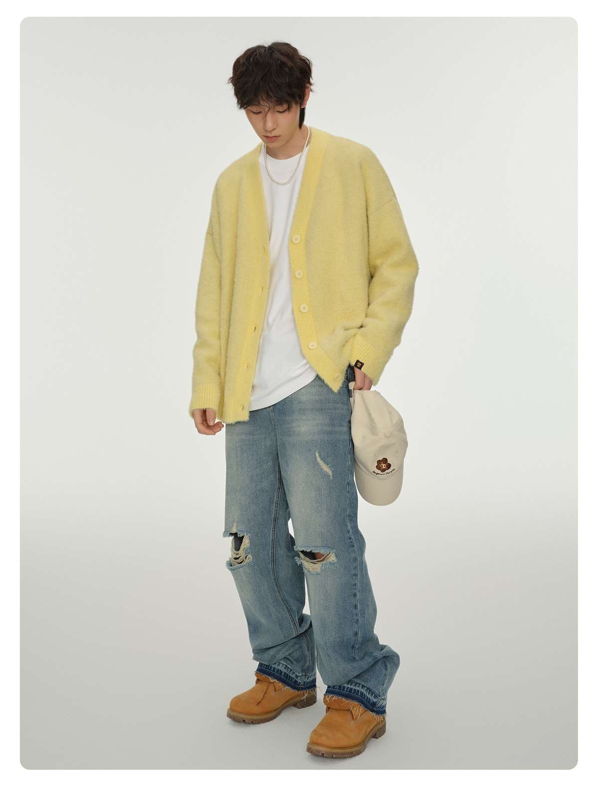 ストリートファッション ふわもこフリースカーディガン