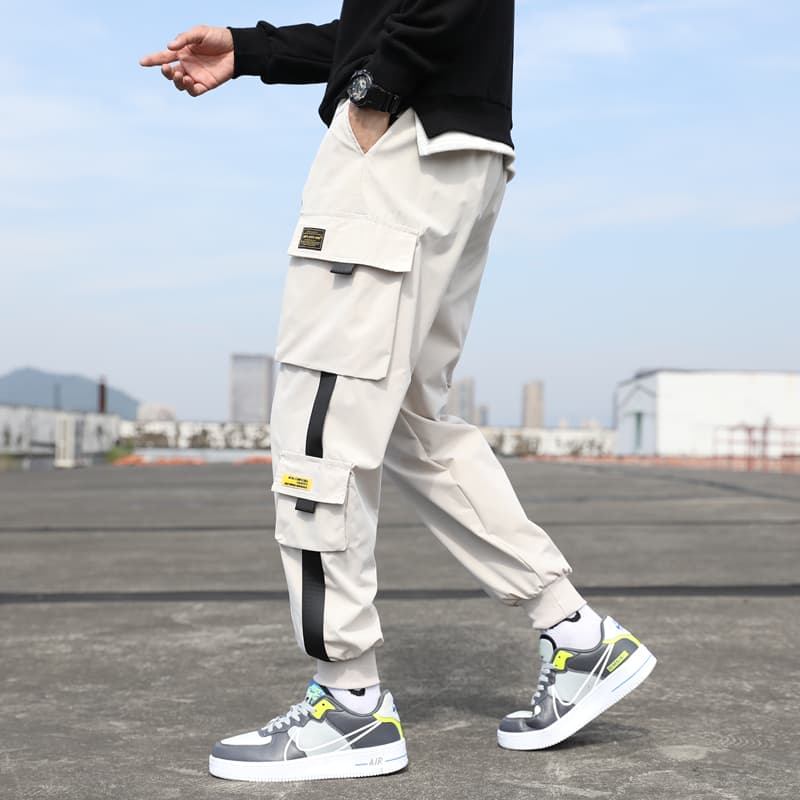 ストリートファッション 多機能ポケット付き 都会派ジョガーカーゴパンツ