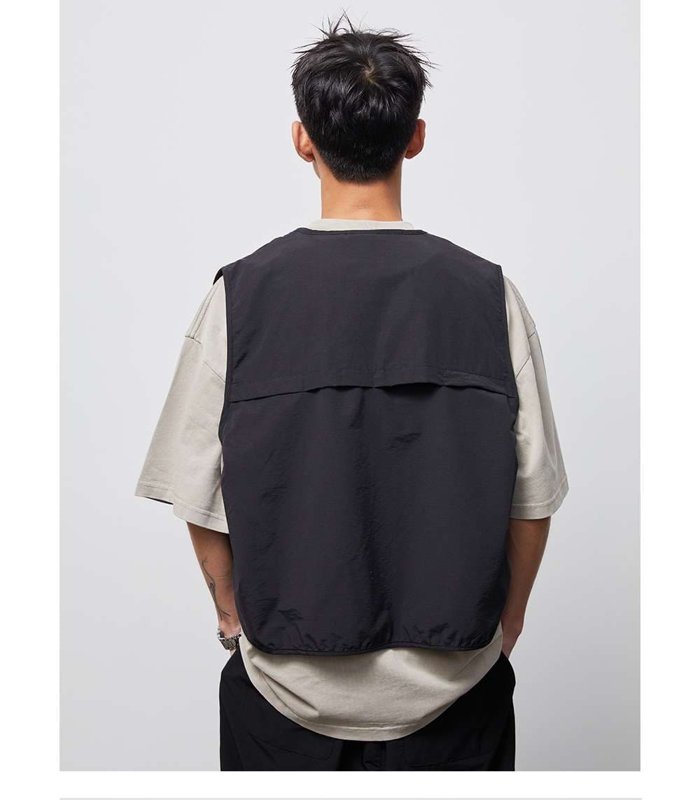 ストリートファッション マルチポケット機能性アウトドアベスト