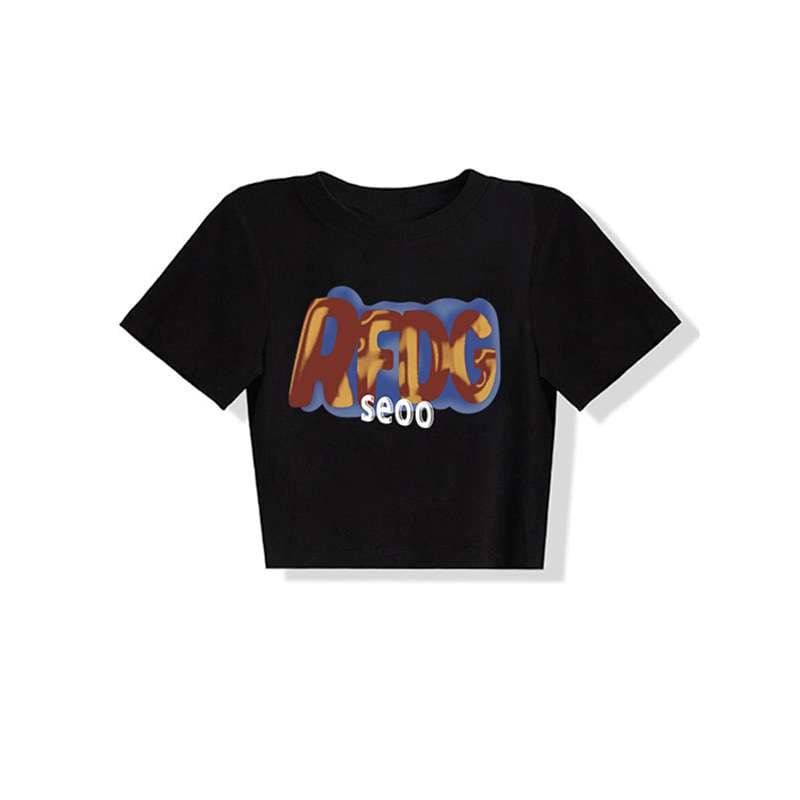 ストリートファッション ストリート系ロゴクロップドTシャツ