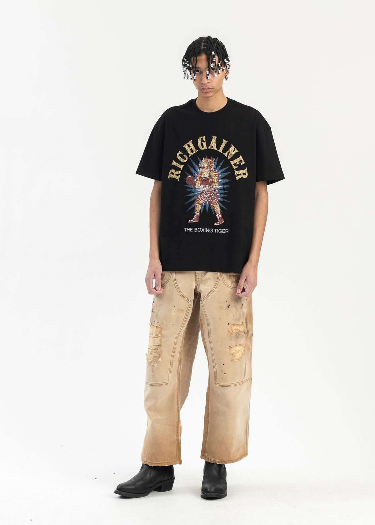 ストリートファッション ボクシングタイガー グラフィックTシャツ