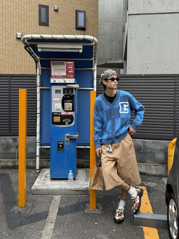 ストリートファッション チェック柄オーバーサイズカーディガン