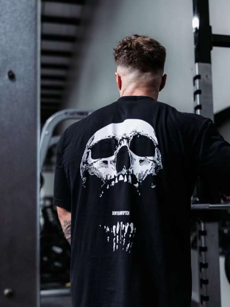 ストリートファッション スカルプリント ストリート系Tシャツ