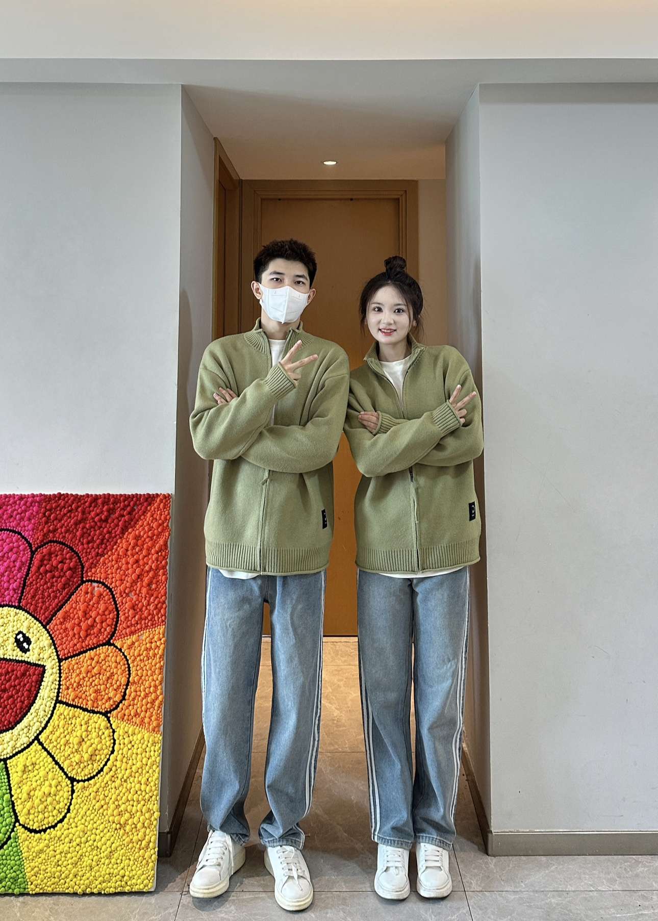 ストリートファッション カップルお揃いオーバーサイズカーディガン