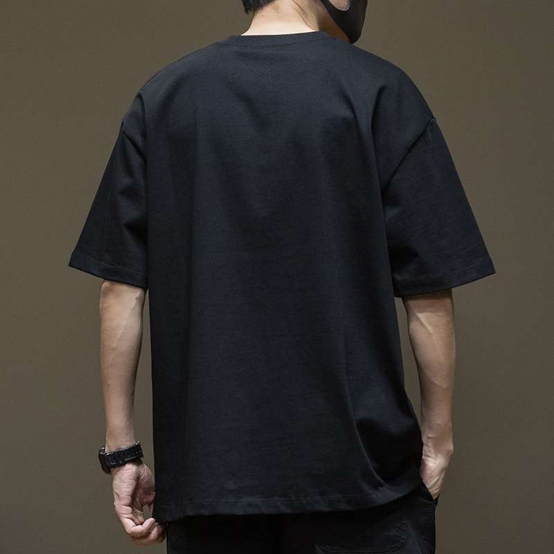 ストリートファッション モダンアート風シルエットプリント半袖Tシャツ