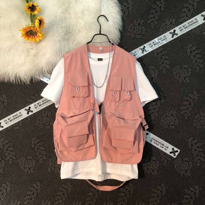 ストリートファッション マルチポケット機能性ストリートベスト