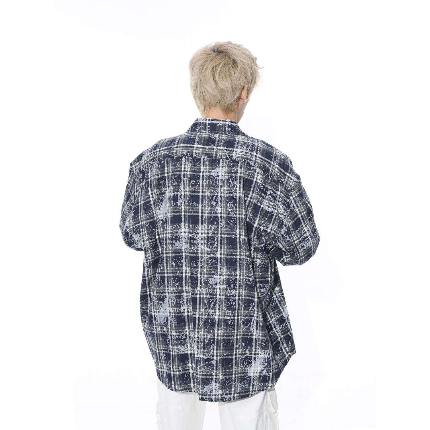 ストリートファッション モダンなグラフィックチェックシャツ