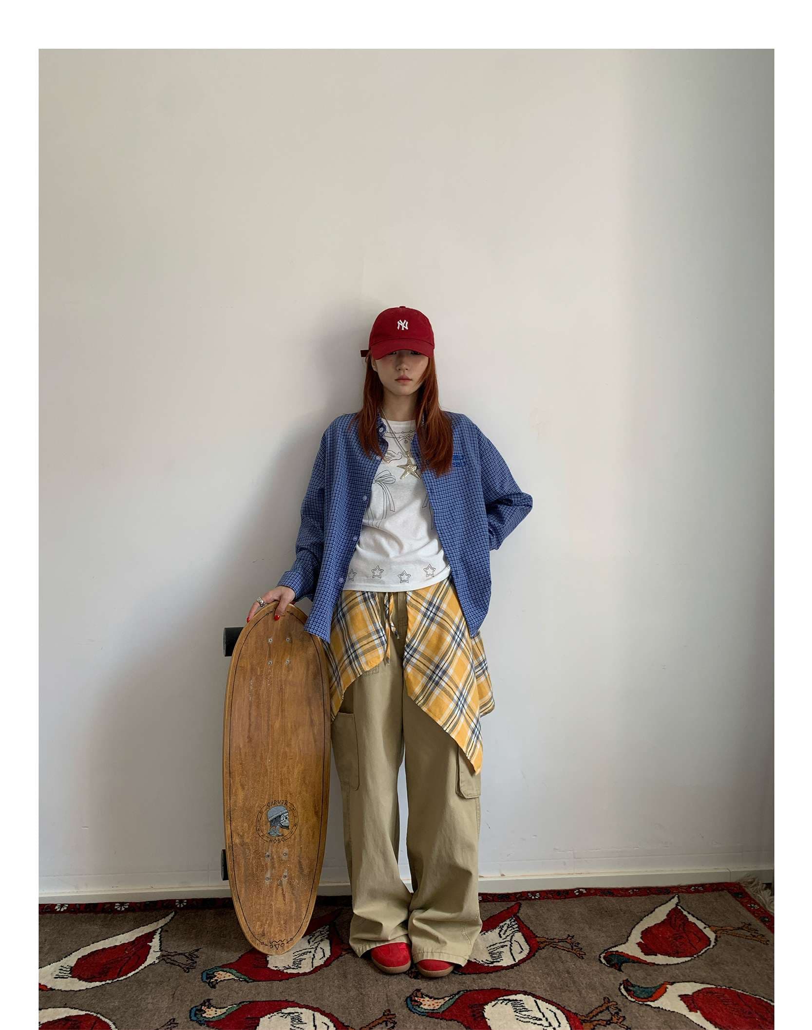 ストリートファッション オーバーサイズチェック柄シャツ