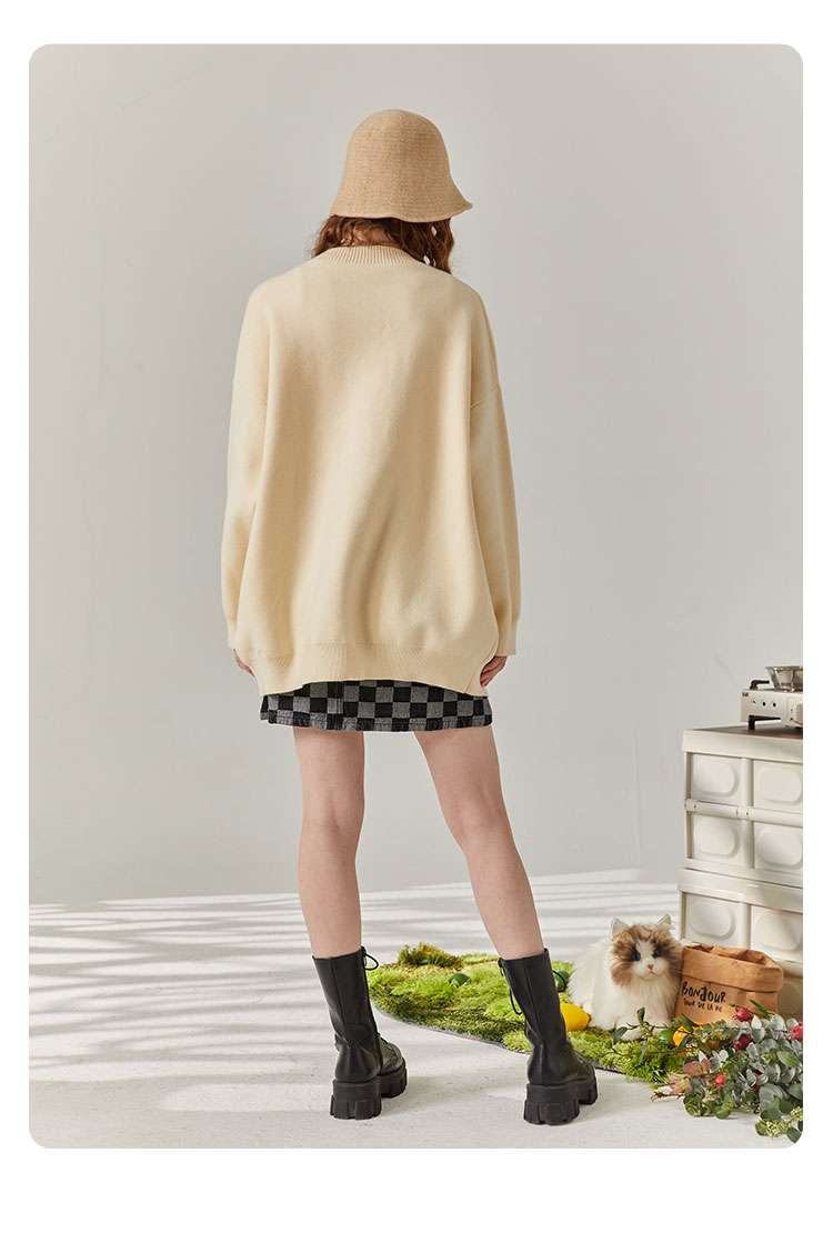 ストリートファッション フリルポケット付きオーバーサイズカーディガン