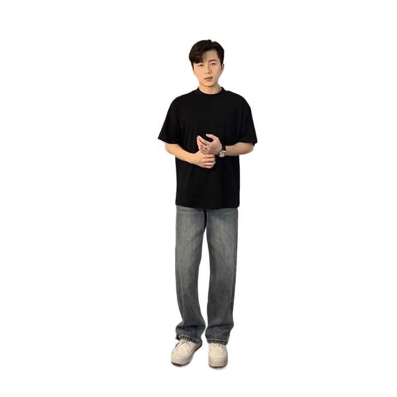 ストリートファッション オーバーサイズシンプル半袖Tシャツ