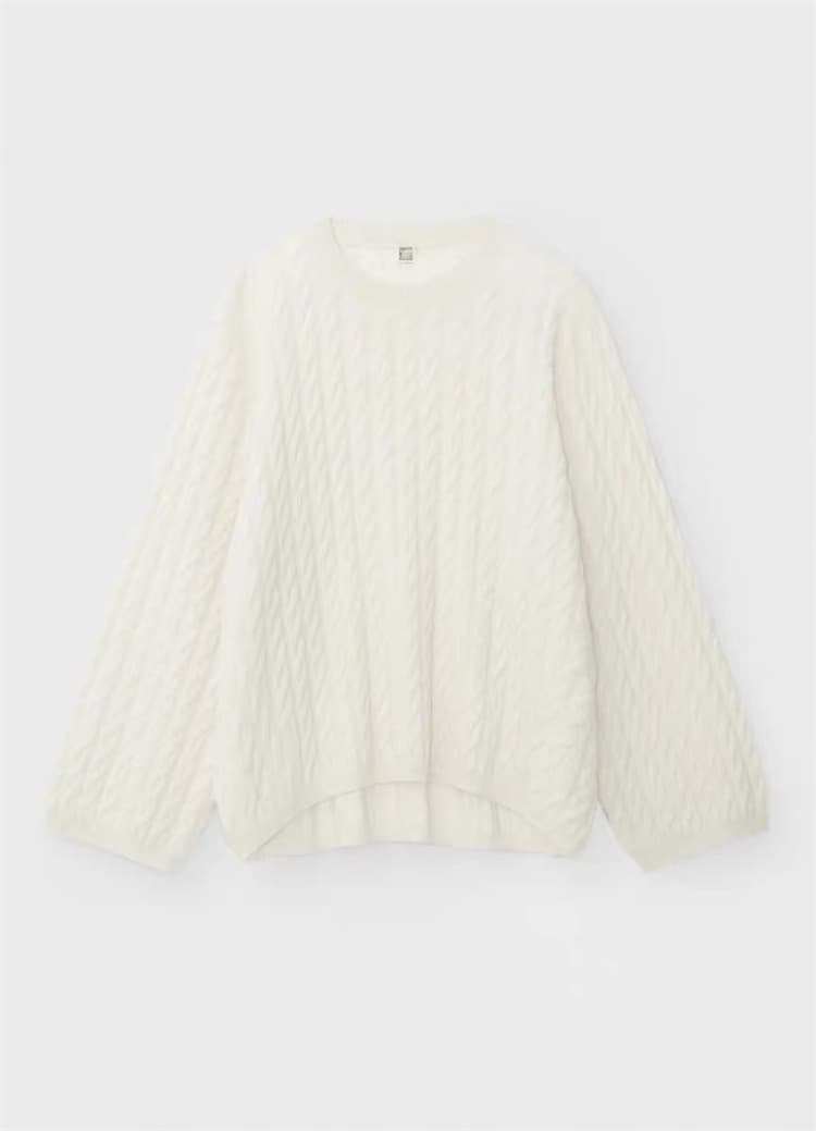 ストリートファッションニット立体ケーブル編みボリュームスリーブ