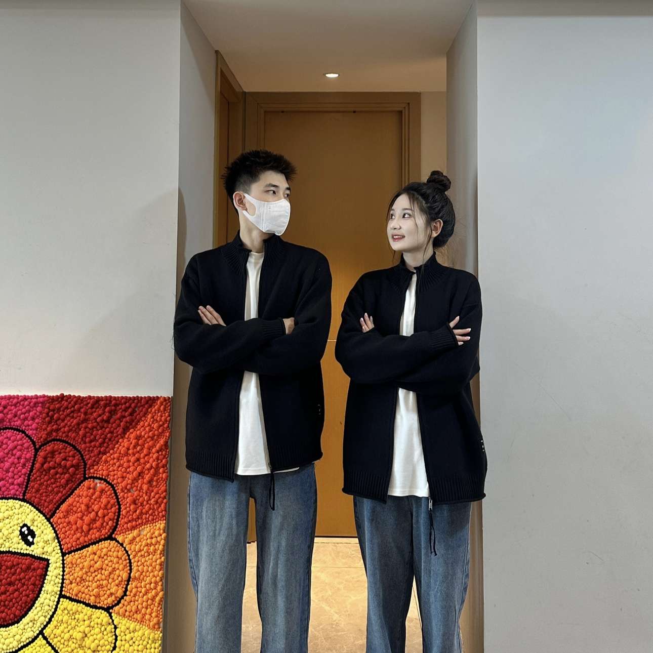 ストリートファッション カップルお揃いオーバーサイズカーディガン